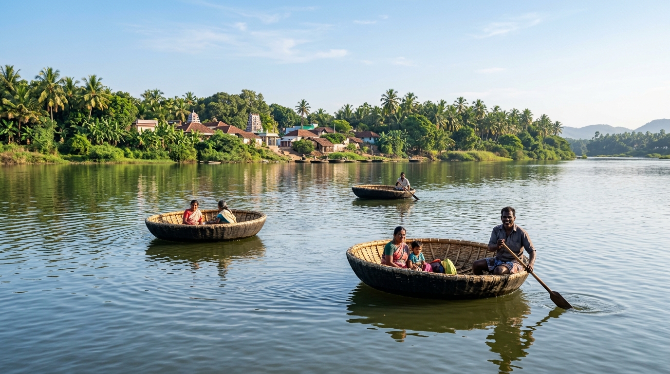 Kaveri River Padithurai Bathing Ghats in Mohanur